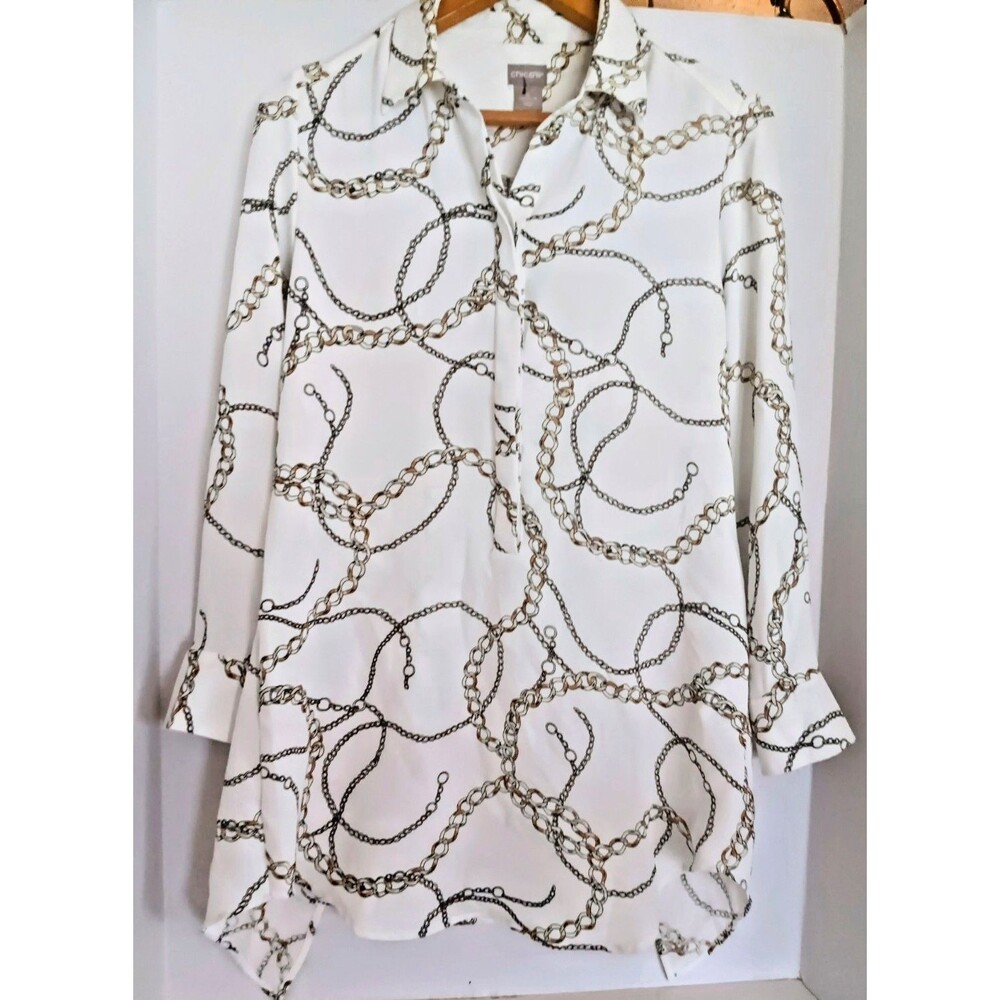 Chicos Chain Design Sz 0 (4-6) Tunic Top or Shirt Dress 31" Long